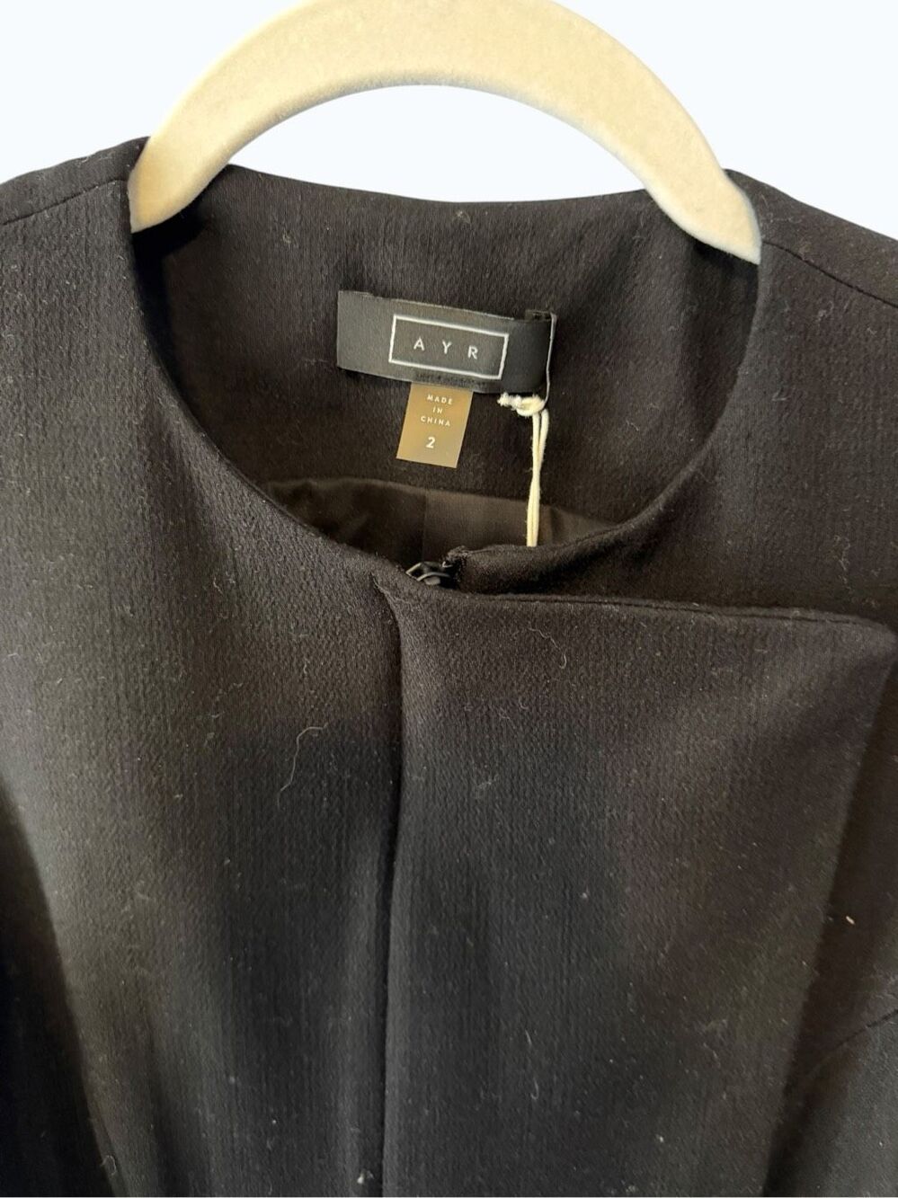 NWT AYR Black Wool Blend Asymmetric Zip Front Sheath Dress Size 2 MSRP $365 - Picture 3 of 9